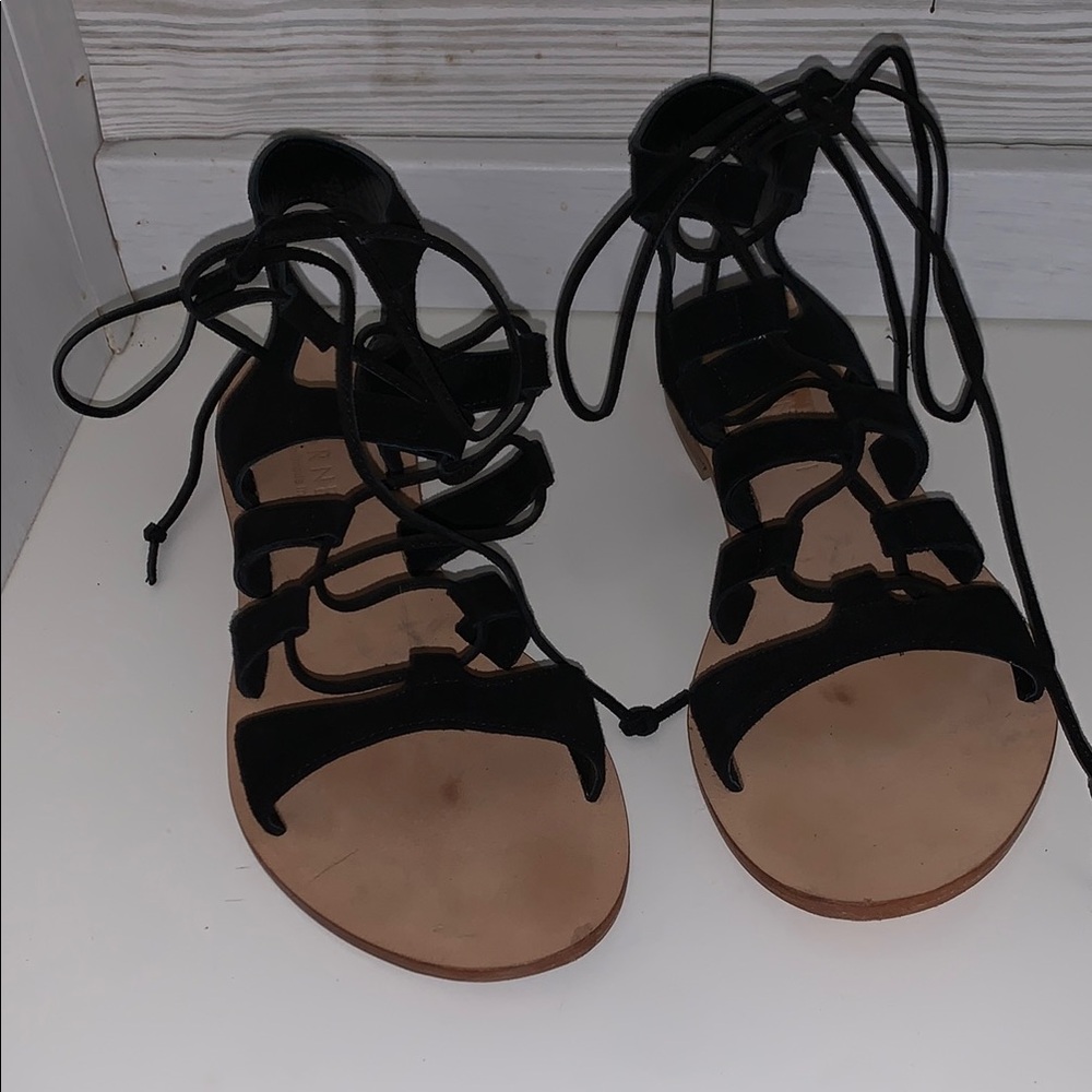 CORNETTI Black suede Gladiator Sandals Flat Strappy Design SIZE 37/ 7